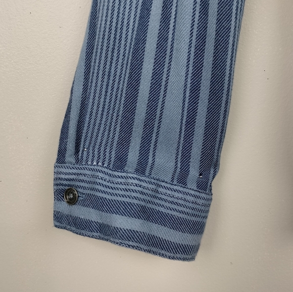 Vintage Havana Dip-Dyed Lace-Up Top in Navy/Blues/White Stripes Sz. M - Picture 5 of 10